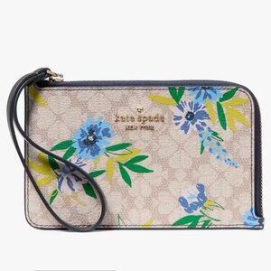 Kate Spade Lucy Spade Flower Floral L-zip Wristlet